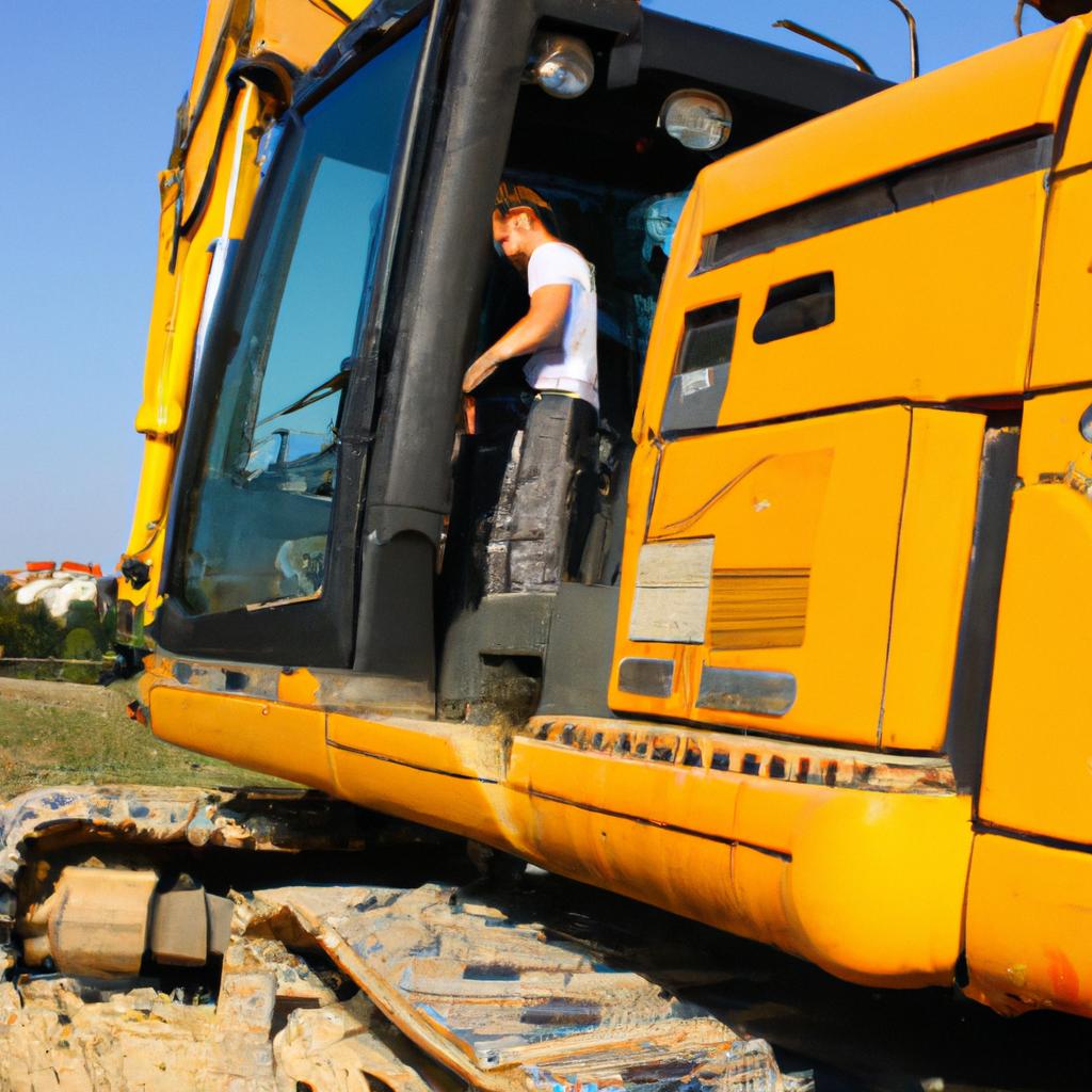 Man operating heavy construction machinery