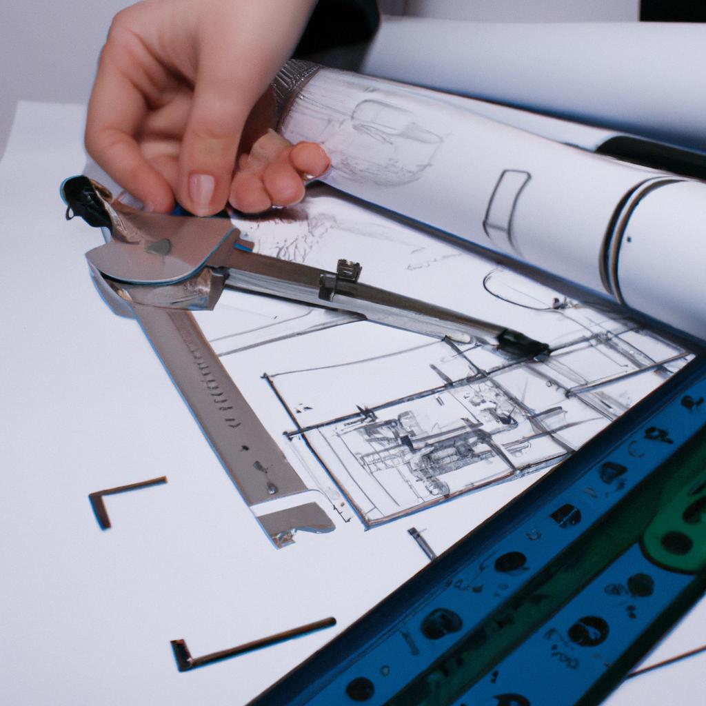 Person holding blueprint and tools